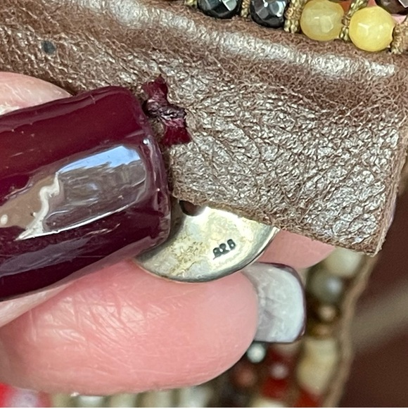 Singed Chan Luu Leather and Muli Colored Semipreciouos bead Gemstone Bracelet - Picture 9 of 10